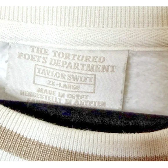 Taylor Swift TTPD The Tortured Poets Department Beige Crew Sweatshirt 2XL - Picture 4 of 6